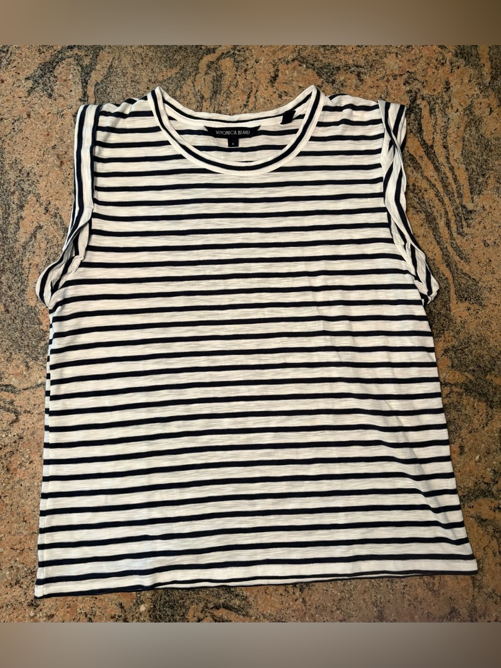 Veronica Beard Pima Cotton Striped Cap-Sleeve Tank Top, Size M